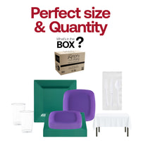 Tailgate in style with the Green and Purple partyware set for football, basketball, or baseball fans.