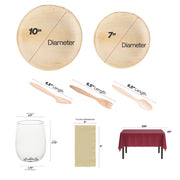 Thanksgiving set with natural round palm leaf plates and sustainable birch cutlery for conscious hosts.