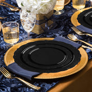 The Black Vintage Rim Round Disposable Plastic Wedding Value Set offers just the right size and quantity for weddings, parties, and formal dinners