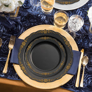 The Black with Gold Vintage Rim Set provides ideal sizes and pieces to serve guests at large celebrations