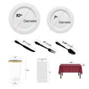 The Burgundy & White Fan Set blends classy plates with festive flair for sports celebrations.