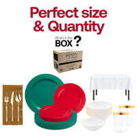 The Feliz Navidad Set includes modern gold cutlery that adds elegance to casual gatherings