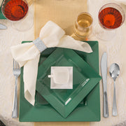 The Hunter Green Square Plastic Plates Wedding Set provides the ideal combination of sizes and quantity for serving guests