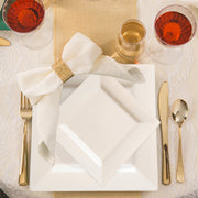 The Ivory Square Plastic Wedding Set provides ideal sizing and quantity to serve guests at elegant celebrations with ease