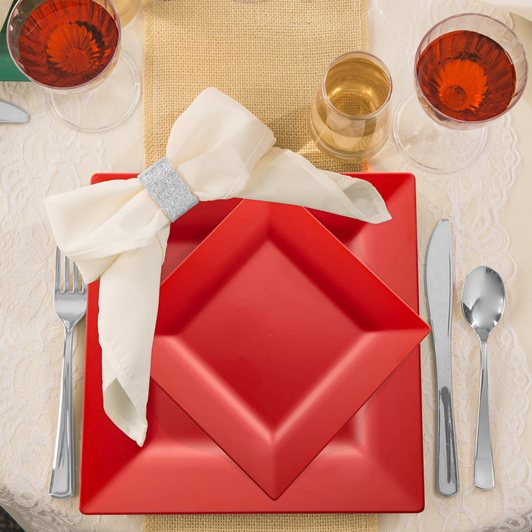 Plastic Plates Red Square Wedding Value Set Smarty Had A Party
