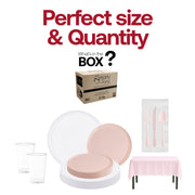 The Soft Girl Dinnerware Set is recyclable and BPA-free, offering eco-conscious style for modern celebrations
