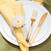 The Solid White Organic Round Disposable Plastic Wedding Value Set offers the perfect combination of size and quantity, ensuring your event is outfitted with premium tableware for all your guests