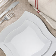 The White Wave Plastic Wedding Set offers perfectly sized dinnerware and cutlery to serve guests at large celebrations