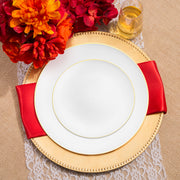The White with Gold Antique Floral Plastic Grand Wedding Value Set offers the perfect sizes and quantity for your event, ensuring all guests are well-served