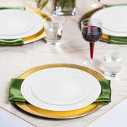 The White with Silver Antique Floral Round Disposable Plastic Wedding Value Set offers the ideal size and quantity for your event, making sure you have all the tableware needed for your guests