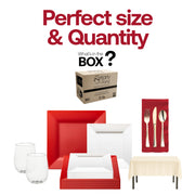 The XOXO Dinnerware Set is recyclable and BPA-free, perfect for eco-friendly yet festive occasions