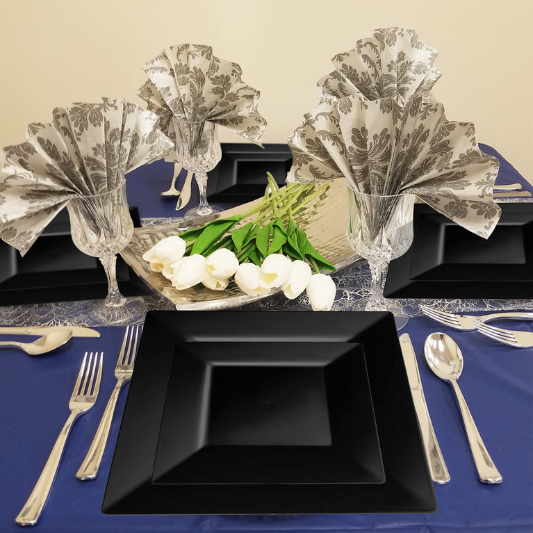 Plastic Plates Black Square Dinner Plates Smarty Had A Party