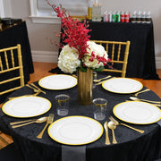 These 13" round charger plates measure 13 inches in diameter and fit under most dinnerware sizes.