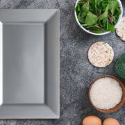 These 5.5" x 8.5" silver plates held cookies and tarts during an elegant dessert presentation.