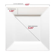 This 6.5-inch white square plate is perfect for appetizers or desserts, offering a clean, contemporary look for stylish presentations