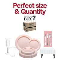 This Pretty in Pink Party Tableware Set is recyclable and BPA-free for eco-conscious celebrations.