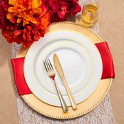 This White with Gold Edge Rim Plastic Wedding Value Set offers the perfect size and quantity for your celebration, providing ample tableware for your guests