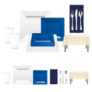 This classic blue and white party set makes serving effortless while keeping a refined fan style.