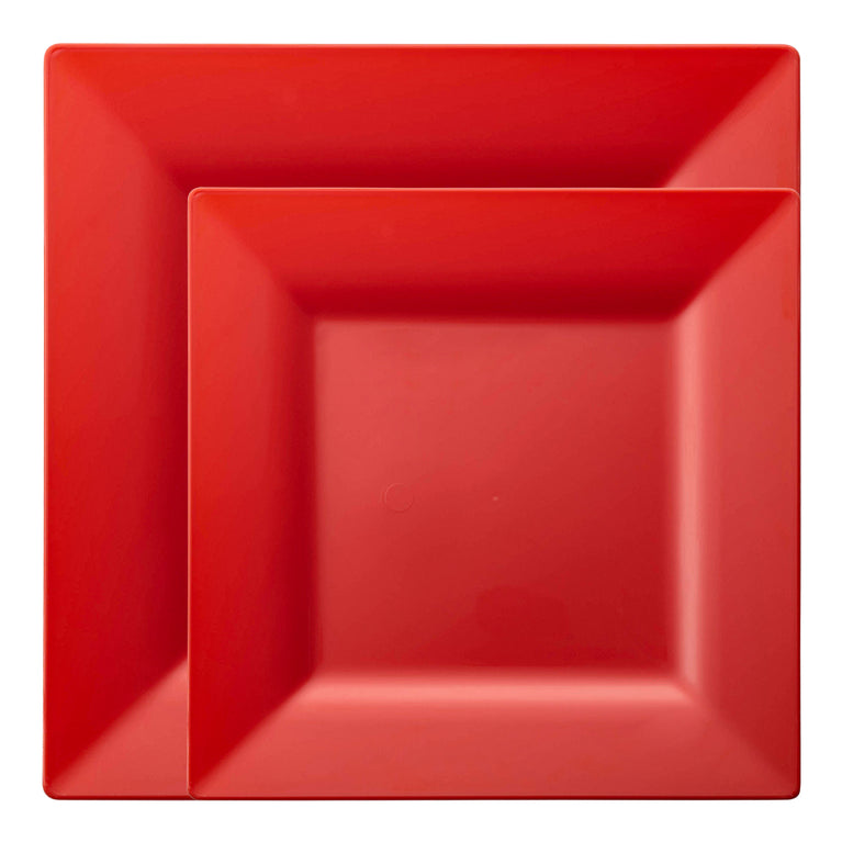 Red Plasticware Plastic Plates - Red Square Dinnerware Set | Smarty Had A Party