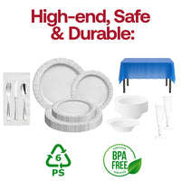 This fancy set makes silver the star of your patriotic tablescape