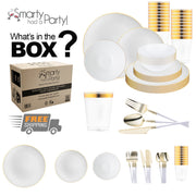 Thoughtfully made from BPA-free, recyclable plastic, the White with Gold Organic Tableware Set ensures stylish eco-friendly dining