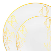 Timeless White with Gold Floral Design Plates for Upscale Dining