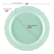 Turquoise Vintage Round Disposable Plastic Dinner Plates (10") Dimension | Smarty Had A Party
