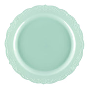 Turquoise appetizer plates with a classic vintage design, 7.5-inch round disposable plastic style