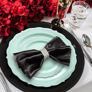 Turquoise round dinner plates with a vintage-inspired design, made from durable plastic, 10 inches wide, pack of 120