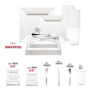 Upscale_event_d_cor_featuring_the_White_Square_Plastic_Wedding_Set_and_silver_flatware_for_stylish_modern_gatherings.