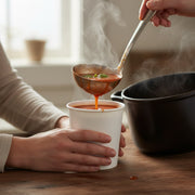 Versatile 16 oz squat paper cups work for creamy soups, chunky stews, and warm desserts with quick, disposable cleanup