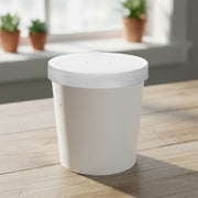 Versatile 16 oz white paper food container with lid, premium disposable packaging designed for catering, weddings, and special events.
