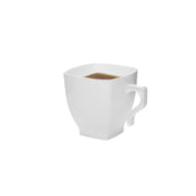 Versatile 8 oz. white plastic square coffee mugs, perfect for hot or cold drinks, suitable for parties, catering, and everyday use