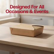 Versatile kraft folded paper #2 container for all occasions, rustic natural brown takeout box designed for combo meals, rice bowls, and hot entrees.

