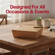 Versatile kraft folded paper #3 container for all occasions, rustic natural brown takeout box designed for family-sized entrees, pasta, and shared sides.
