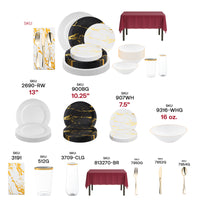Versatile set for weddings, rehearsal dinners, or milestone celebrations.
