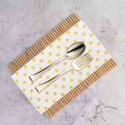 Versatile white and gold dotted dinner napkins, designed to suit celebrations, banquets, or everyday dining