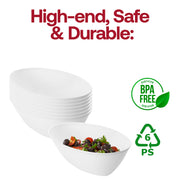 Versatile white oval plastic serving dish for all occasions, high-quality disposable bowl designed for weddings, banquets, and celebrations.