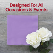 Vibrant luscious lavender paper napkins for drinks, 10 x 10 inches unfolded, adds a pop of color to any table setting.