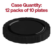 Vintage-style black salad plates with a decorative rim, 7.5-inch round design, disposable and durable, pack of 120, BPA-Free