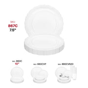 Vintage-style clear salad plates with a round design, 7.5-inch diameter, disposable and durable