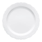 Vintage-style white dinner plates with a silver rim, 10-inch round design, disposable and durable, pack of 120