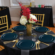 Visual comparison of 10-inch dinner plate and 9.5-inch salad plate in navy, with clearly marked dimensions for reference