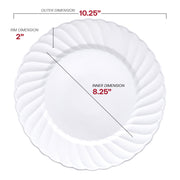 White Flair Plastic Dinner Plates (10.25") Dimension | Smarty Had A Party