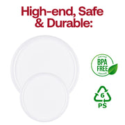 White Flat Round Disposable Plastic Appetizer/Salad Plates (8.5") BPA | Smarty Had A Party