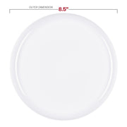 White Flat Round Disposable Plastic Appetizer/Salad Plates (8.5") Dimension | Smarty Had A Party