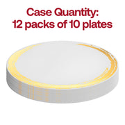 White with Gold Moonlight Round Disposable Plastic Appetizer/Salad Plates (7.5") Quantity | Smarty Had A Party
