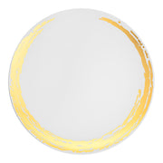 White with Gold Moonlight Round Disposable Plastic Appetizer/Salad Plates (7.5") Secondary | Smarty Had A Party