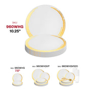 White with Gold Moonlight Round Disposable Plastic Dinner Plates (10.25") SKU | Smarty Had A Party