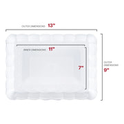 White with Gold Rim Rectangular Plastic Serving Trays Dimension | Smarty Had A Party